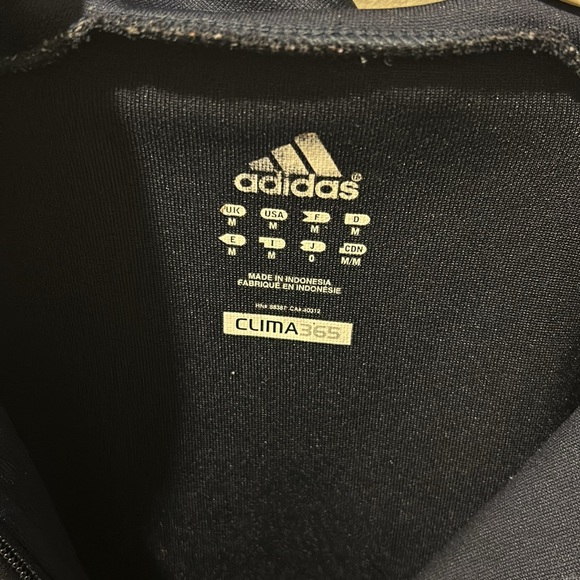 Navy adidas striped zip up jacket - Picture 3 of 4